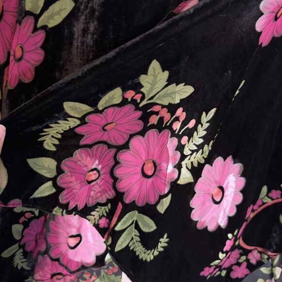 Woven Heart Floral Velvet Burnout Kimono Open Cardigan Boho Darkwear One Size - Picture 5 of 11